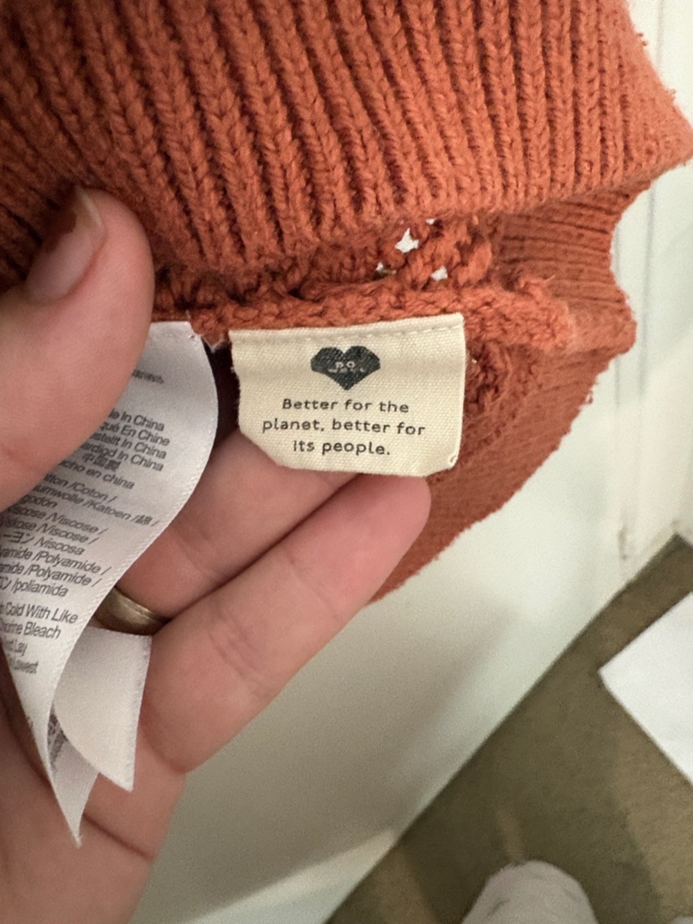 Madewell Open-Knit Puff Sleeve Crew in Rust - Picture 4 of 5